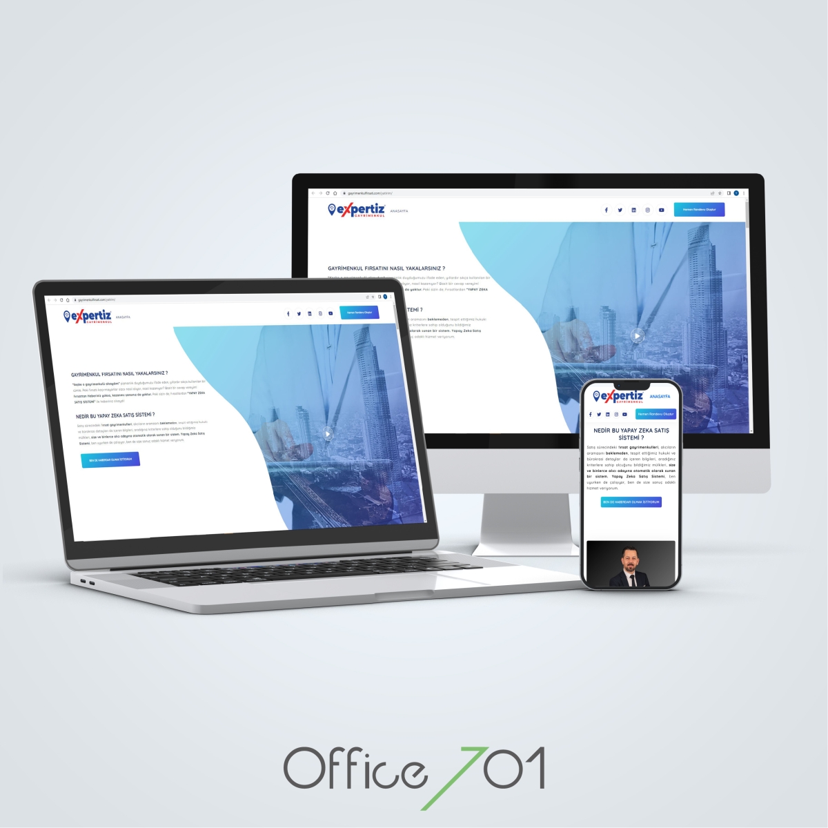 Office701 | Expertiz Gayrimenkul | Real Estate Landing Page Design 1