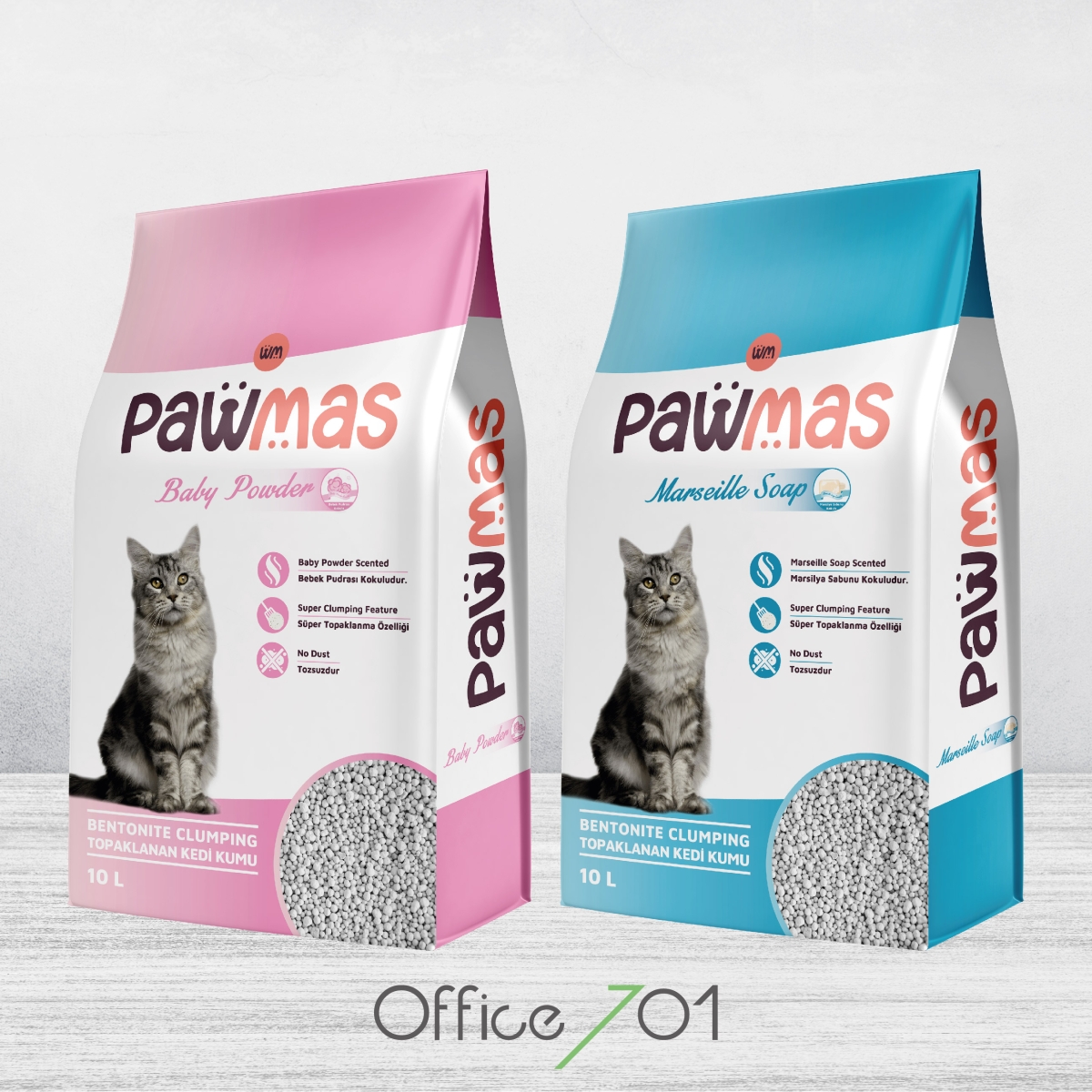 Office701 | Pawmas Bentonit Cat Litter Package Design