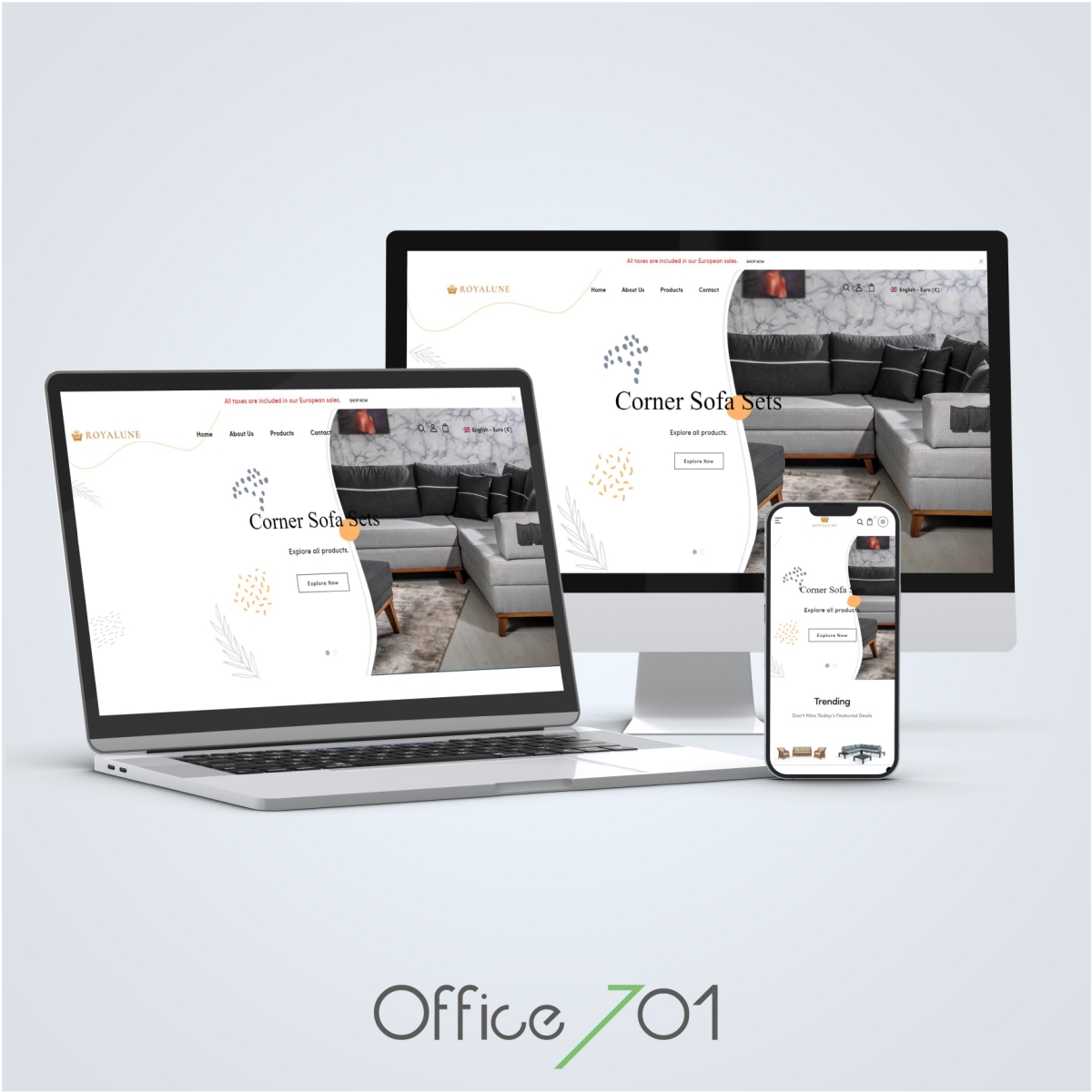 Office701 | Royalune | Shopify E-Commerce Website Design